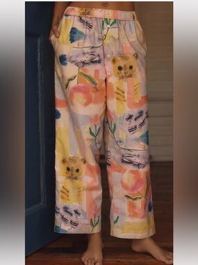 Anthropologie The Wren Boxer Pants Yumi Kimura 100% Cotton SIZE M NEW